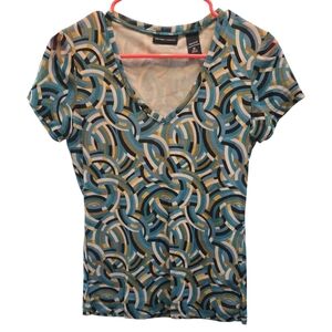 NEW YORK & CO Patterned V-Neck Women’s Top SZ M